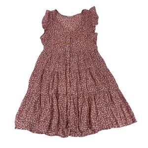 Blu Pepper Mauve Polka Dot Tiered Ruffle Mini Dress Medium Women